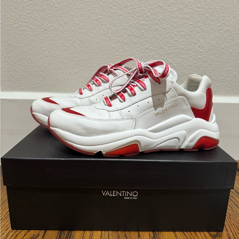 Valentino White and Red Women's Sneakers